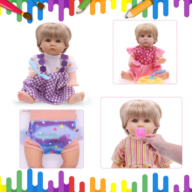 Digabi Baby Doll Clothes - Fits 12'' 13'' 14'' 15'' Girl Baby Dolls Clothes 360Â°Sewing Dresses for with Dolls Diapers, Nipple, and Doll Accessories Pack of 18 Bag Set - Image 5